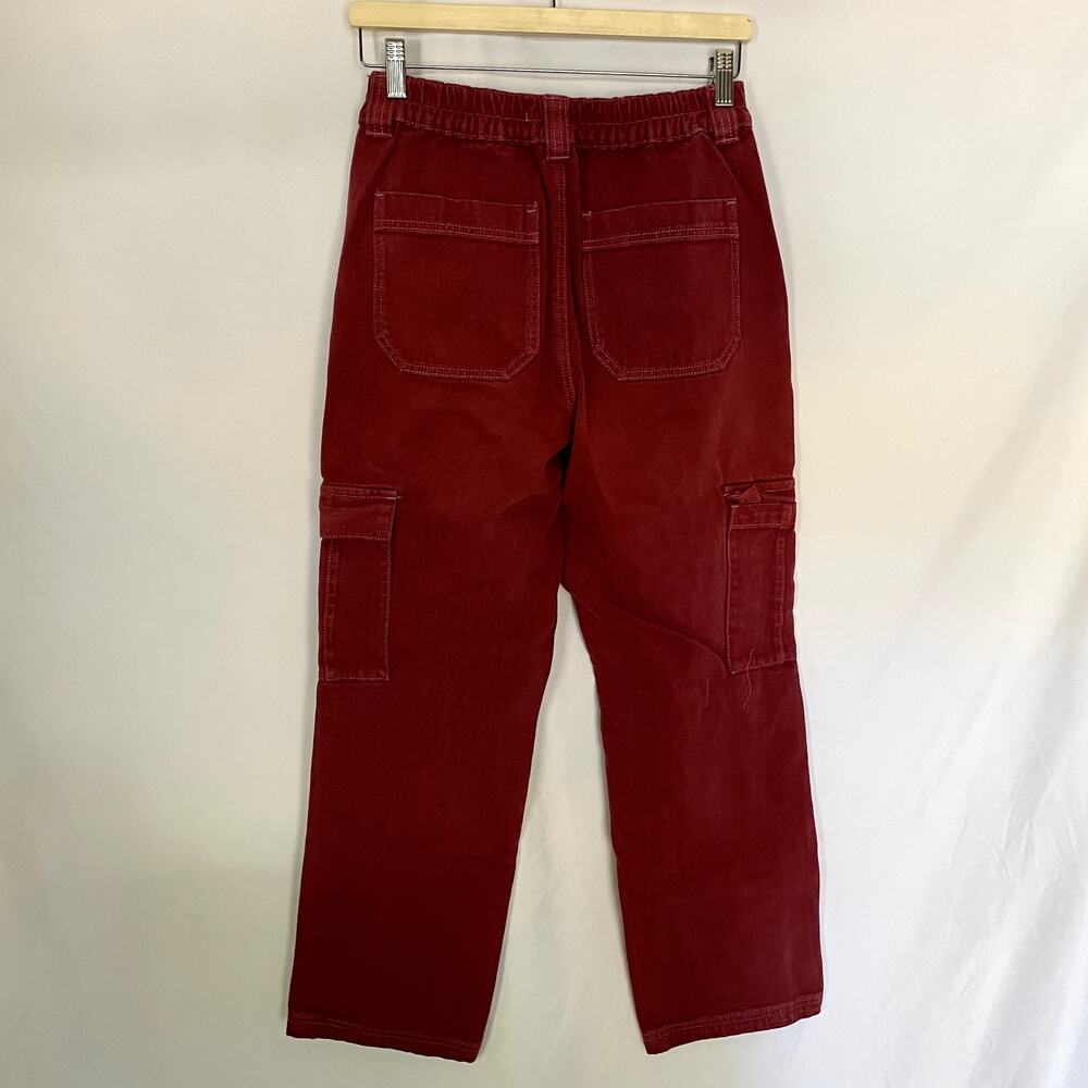 Pacsun bright red denim cargo pants elastic waist women's size small cotton - Picture 7 of 8